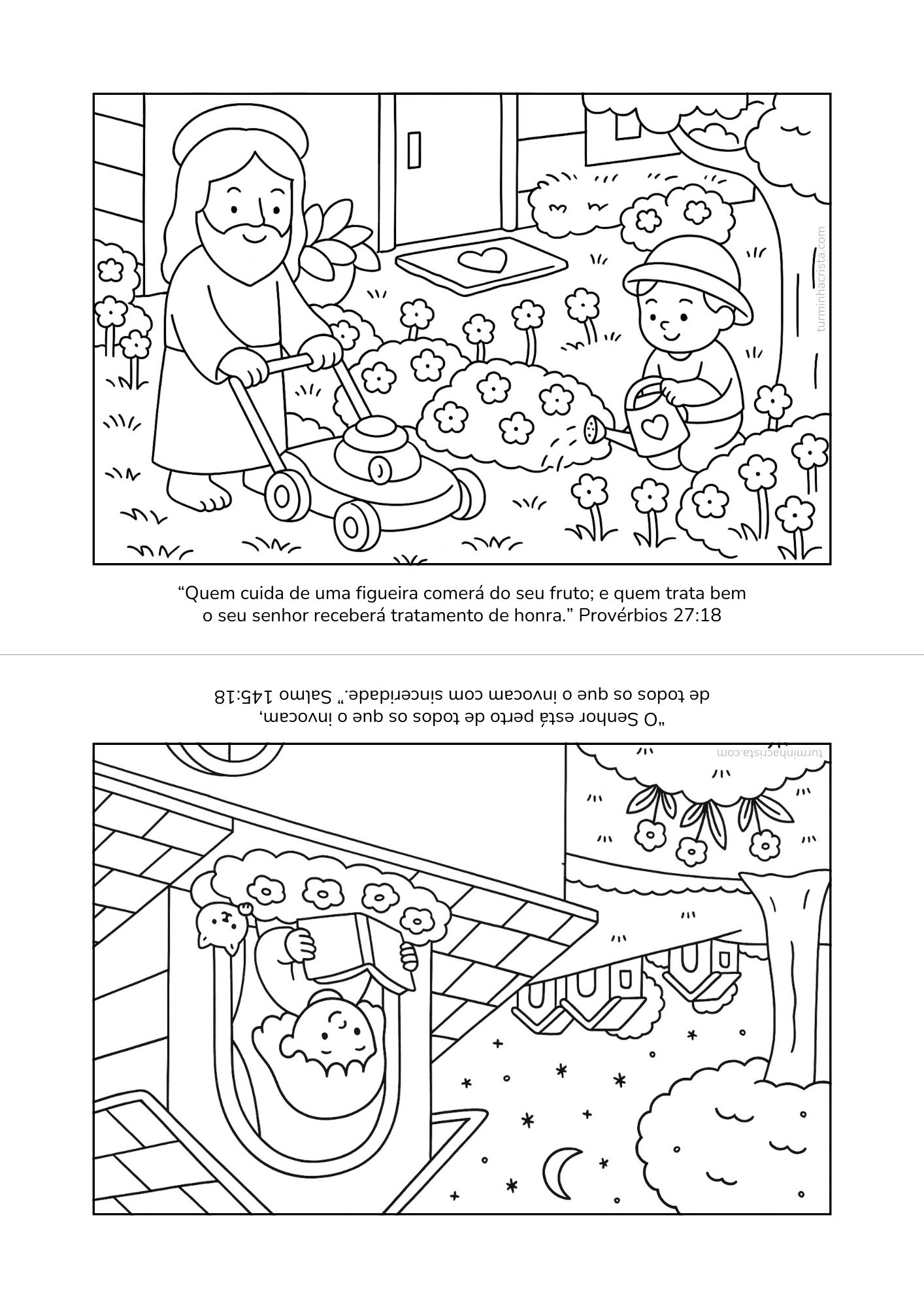 Página bíblica para colorir com versículo, estilo Boobie Goods Cristão.